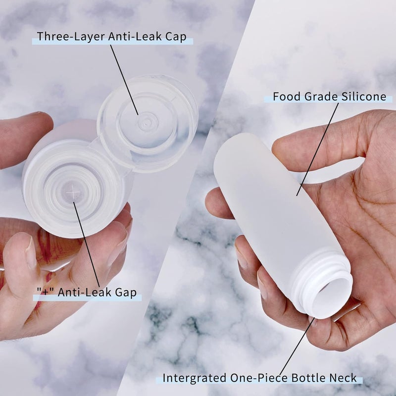 Craftend Silicone Travel Bottles for Toiletries TSA Approved Travel Size Containers Set 4 Pack Portable Leak Proof Refillable Cosmetic Squeeze Bottles Shampoo Hair Conditioner Body Lotion Bath Shower Gel - Image 3